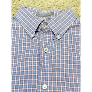 Daniel Cremieux Signature Collection Men's L Plaid Button-Down Shirt Blue Pink
